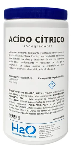 Ácido Cítrico Hache2o 1kg, foto del producto