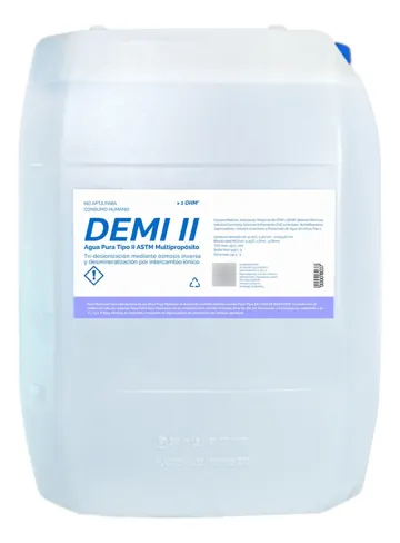 Agua Ultra Pura Destilada Desmineralizada Hache2o 20 Litros, foto del producto