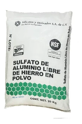 Clarificador Sulfato De Aluminio Libre De Hierro Polvo 20kg, foto del producto