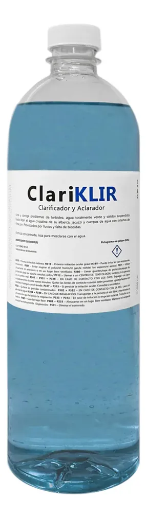 Clariklir Clarificador Aclarador Alberca Hache2o 1 Litro, foto real del producto