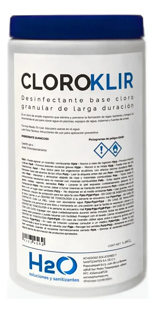 Cloroklir Cloro Granular para Alberca 1.2kg, foto real del producto