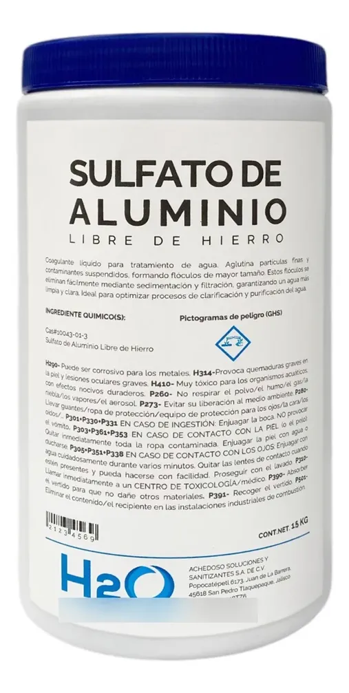 Coagulante Sulfato De Aluminio Libre De Hierro Polvo 1.5kg, foto real del producto