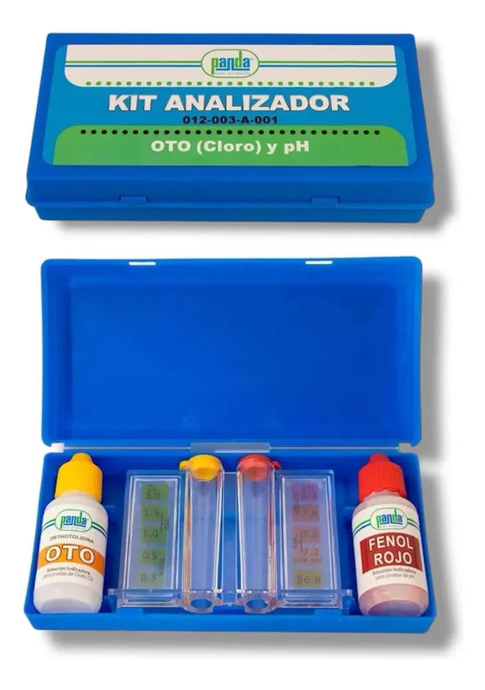 Kit Juego Analizador Cloro Y Ph De Alberca Por Goteros Panda, foto real del producto