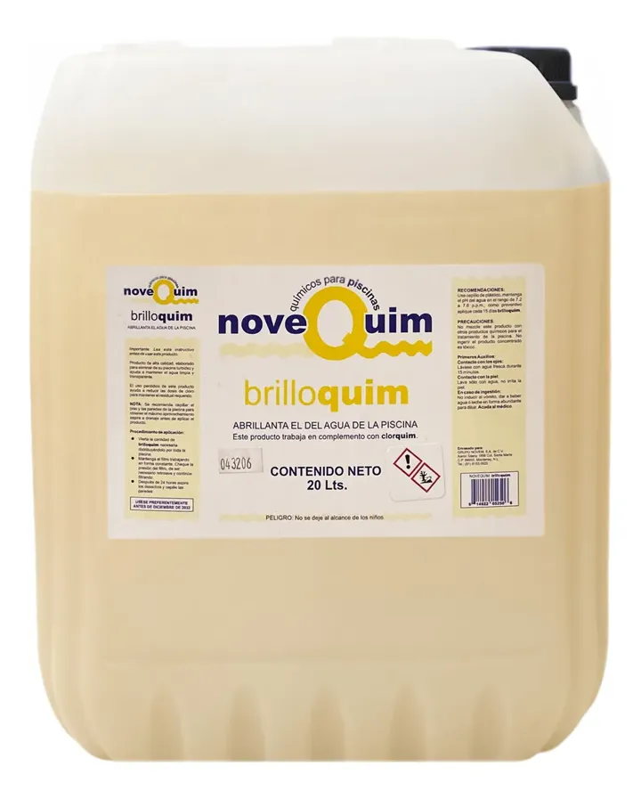 Novequim Brilloquim Abrillantador Alberca Piscina 20 Litros, foto real del producto