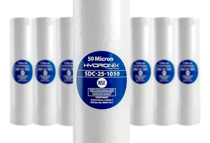 Pack 12 Filtros Polipropileno 2.5 X 10 50 Micras Blanco, foto real del producto