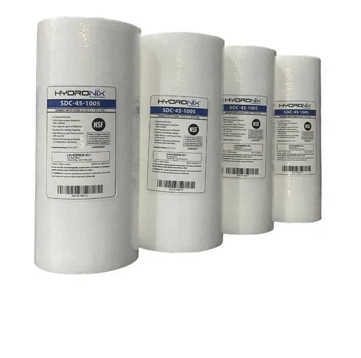 Pack 2×4 Filtros Polipropileno 4.5 X20 Y 2.5 X10, foto real del producto