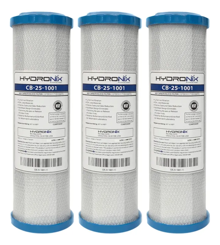 Pack 3 Cartuchos / Filtro Carbón Activado 2.5 X 10 1 Micra, foto real del producto