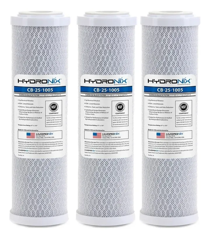 Pack 3 Cartuchos / Filtro Carbón Activado 2.5 X 10 5 Micras, foto real del producto