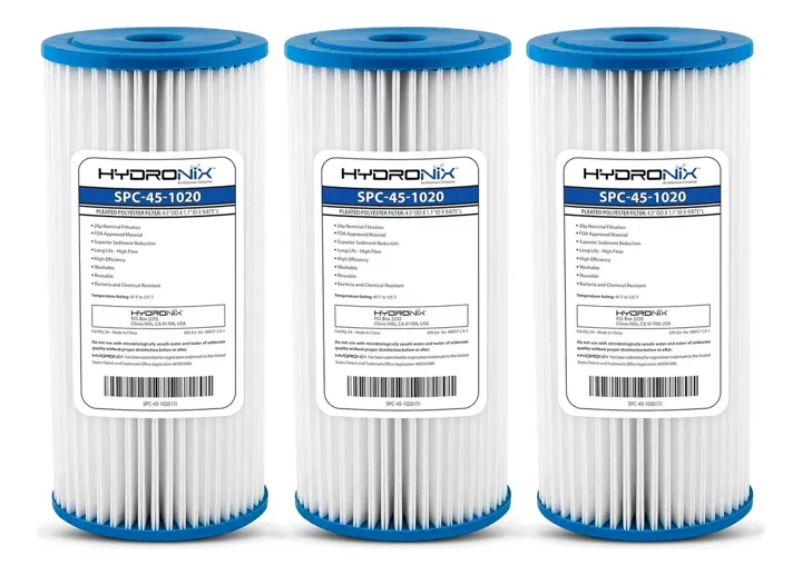 Pack 3 Cartuchos / Filtros Sedimentos Plisados 4.5×10 20m, foto real del producto