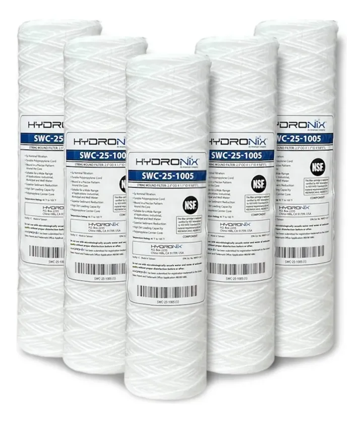 Pack 6 Cartuchos / Filtros Hilados 2.5 X 10 5 Micras Color Blanco, foto real del producto