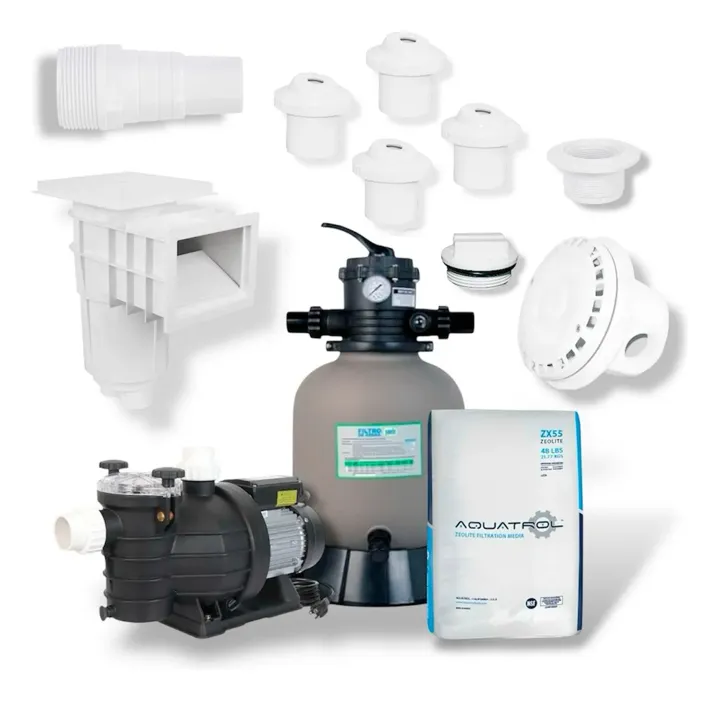 Paquete Kit Empotrable Alberca Bomba3/4hp+filtro 14 +zeolita, foto real del producto