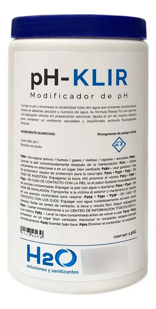 Ph-klir Modificador Reductor De Ph Alberca Hache2o 1.5kg, foto real del producto