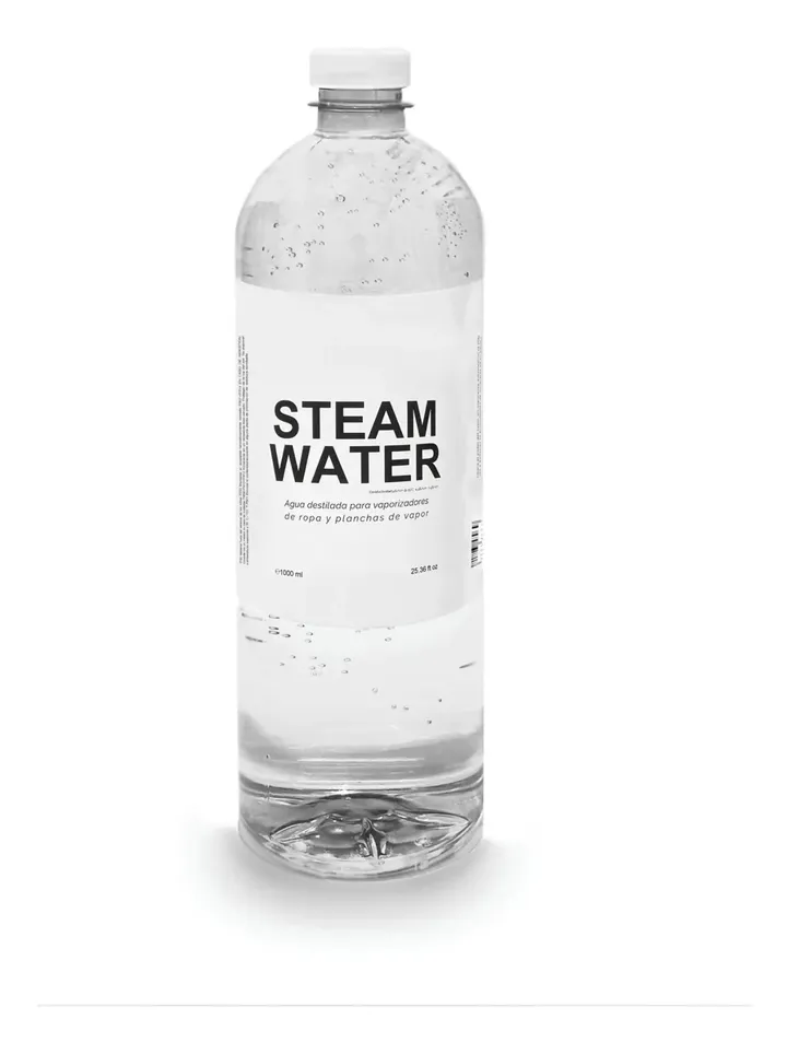 Steamwater Agua Destilada Plancha Vapor Ropa 1litro Botella, foto real del producto