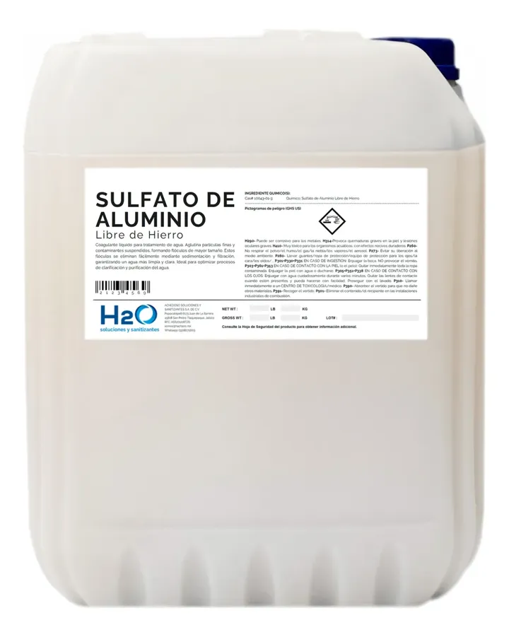 Sulfato De Aluminio Líquido Coagulante Floculante 20 Litros, foto real del producto